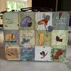 Rare Vtg DISNEY Classic Pooh Tin Lunch Box/Storage Box by Michel & Co.